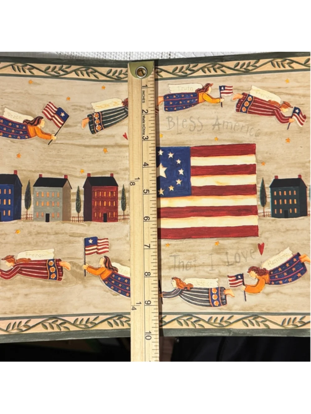 1 Vintage Americana Chesapeake Patriotic Wallpaper Border Angels Flags FF1106-2
